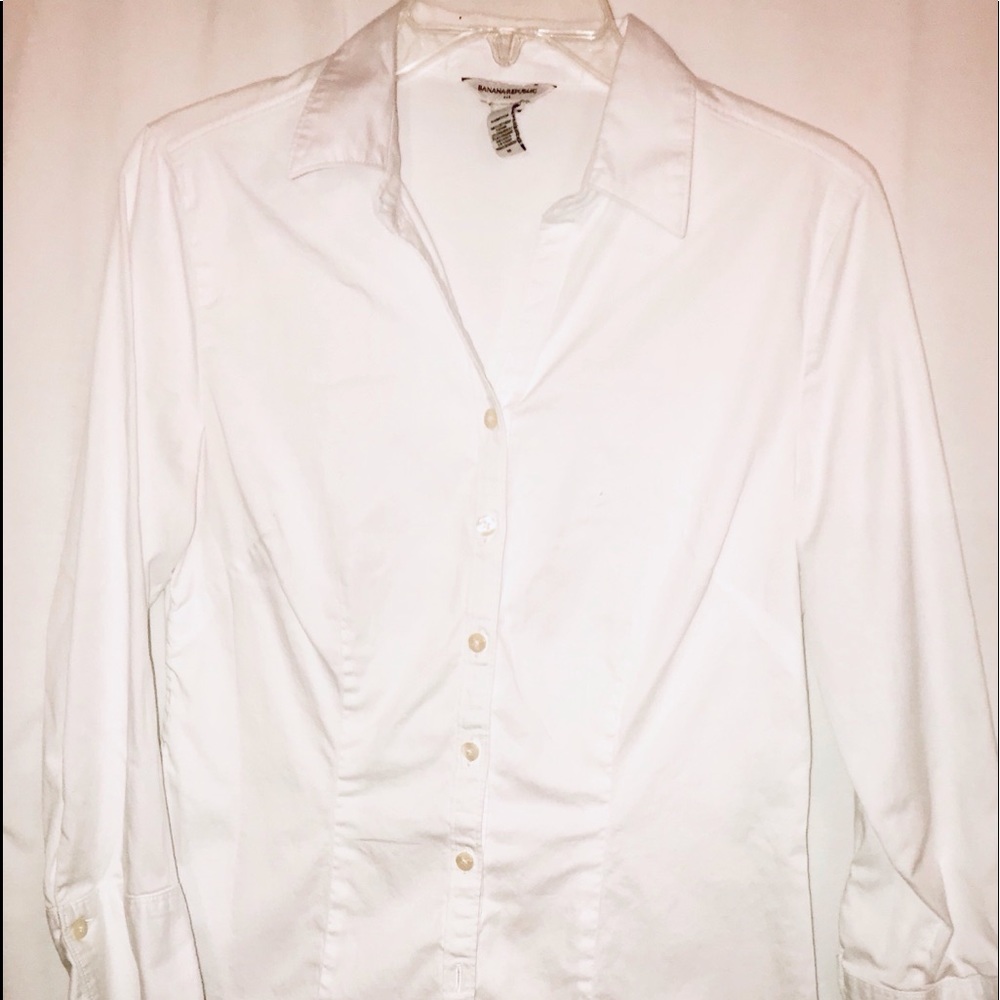 (Banana Republic) white tailored ls shirt med